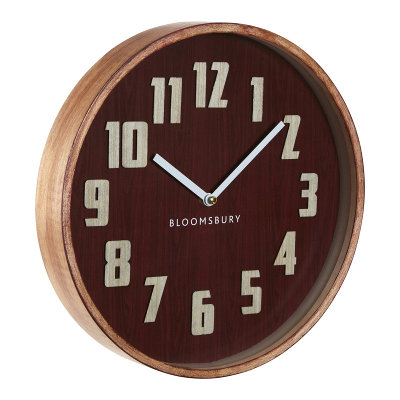 Maddison Wall Clock, Red Grain, 30" H x 30" W x 5" D