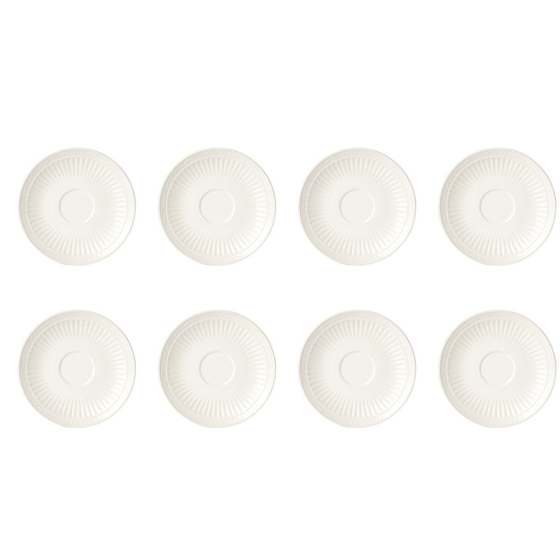 White Porcelain Ridged 40-Piece Dinnerware Set, Service for 8