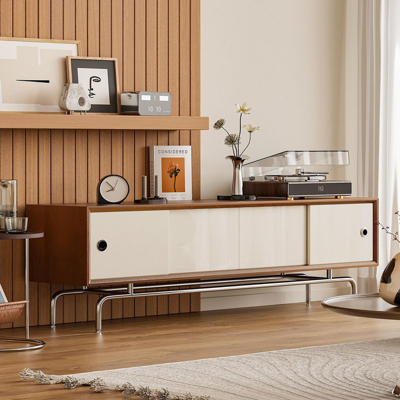 Meuble télé simple en bois massif, 78.74"