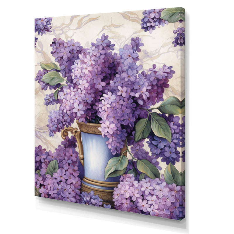 Fleurs de lilas mauves parfumées sur toile, H 40 po x l 30 po x P 1,5 po, Toile tendue