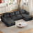 Boneless 132" Modular Sectional Sofa with Deep Seat, U-Shaped Cloud Couch for Living Room, 4-Seater Boneless Sofa with 2 Ottomans, Flexible Combination Modern Upholstery Sofa, No Assembly Required-1797348798