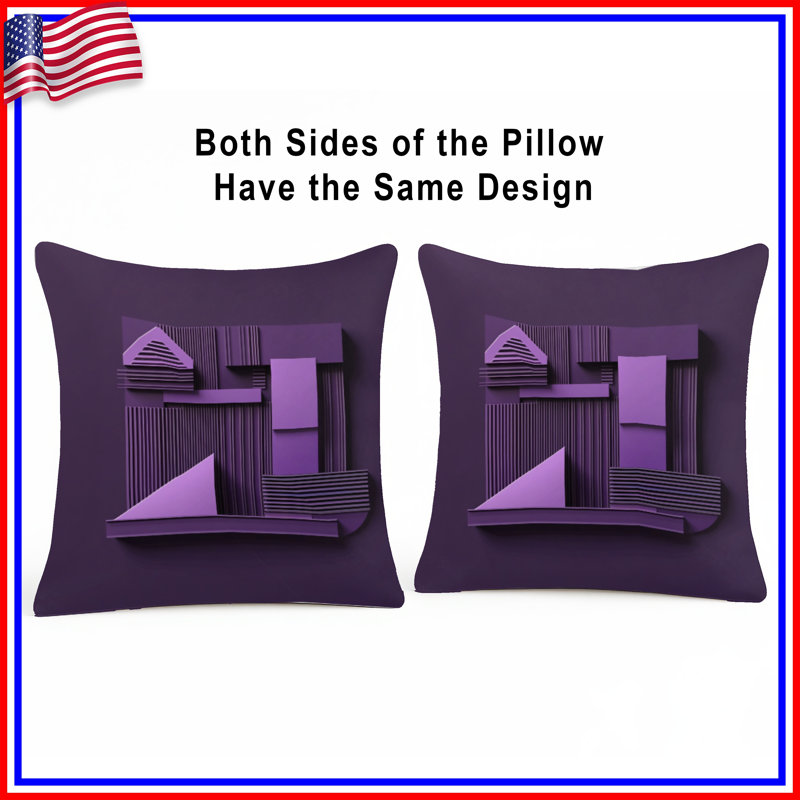 Coussins décoratifs à motifs géométriques mauves, 14 X 14 pouces