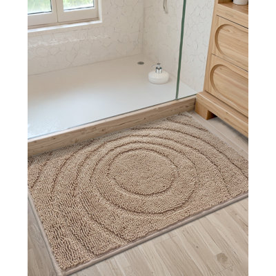 LUMI Chenille Bathroom Rugs, 20"x32" Extra Soft Non Slip Absorbent Bath Rugs, Washable Bath Mats for Bathroom Floor Tub and Shower, Beige