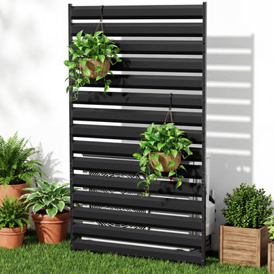 Metal Privacy Fence Panels For Outside, 63in H X 38in W Air Conditioner Fences, Pool Equipment Enclosure Trash Can Fence, No Dig Privacy Screen Fencing For Outdoor