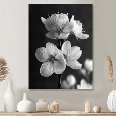 Silhouette de fleur de cerisier noir monochrome - Fleur de cerisier