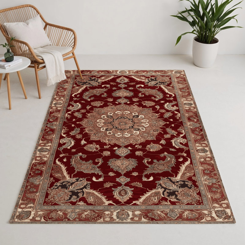 Tapis d'intérieur et d'extérieur brun Persian, Rectangle 5 pi x 7 pi