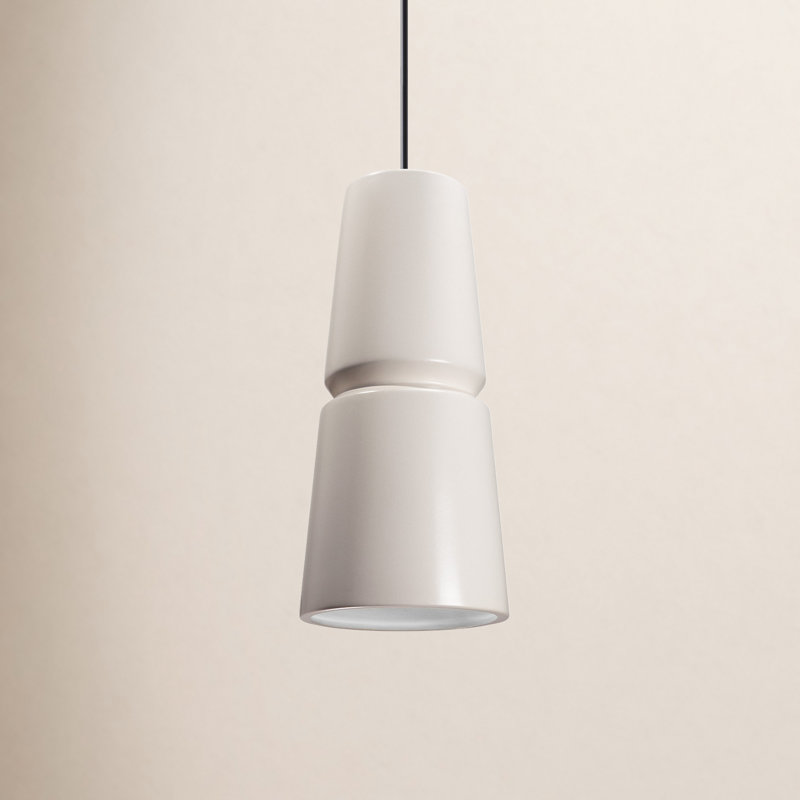 Logan 1-Light Dimmable Ceramic Cone Pendant , Matte Black, Matte White, 18" H x 8" W x 8" D