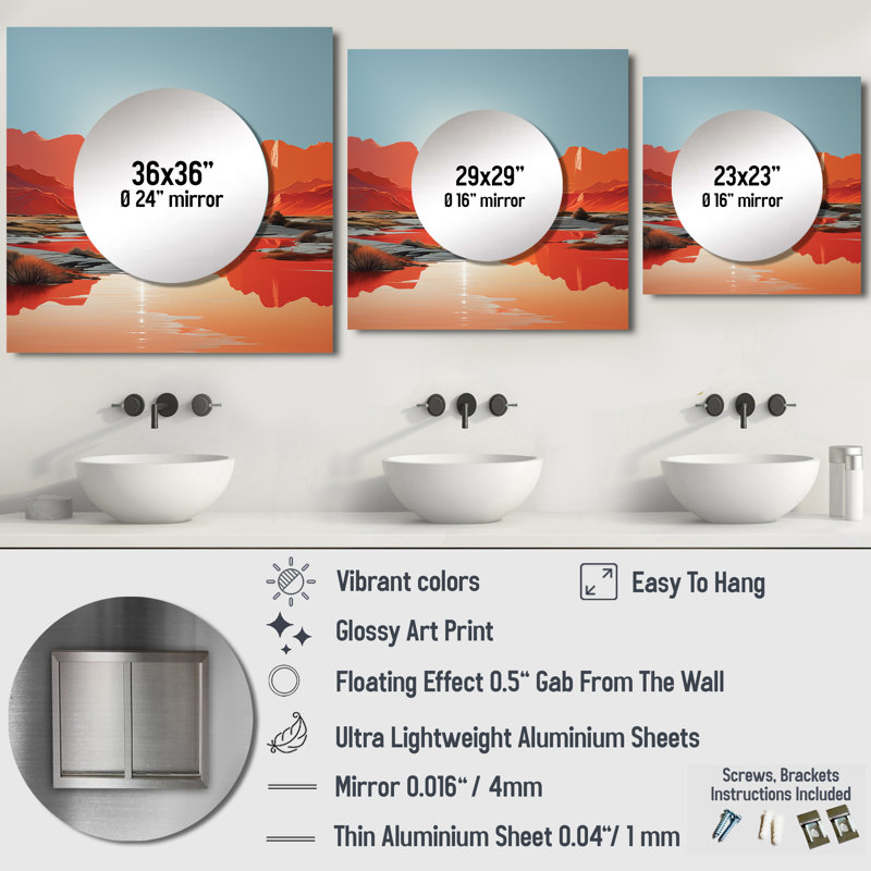 Nuckles - Miroir carré Sunrises Sunset, 29 po x 29 po