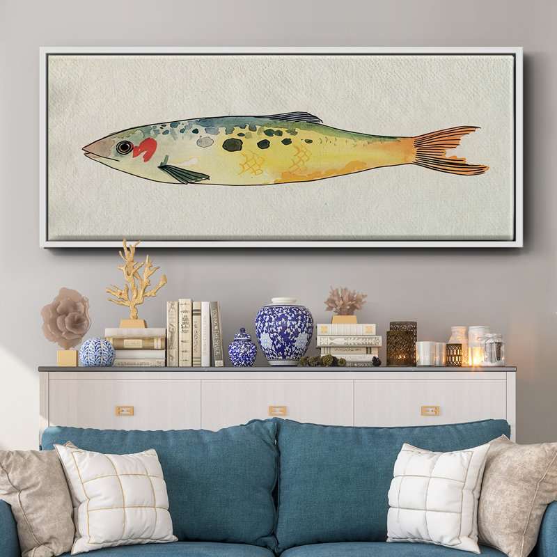 Poisson fantaisiste I - toile encadrée, H 24 po x l 60 po