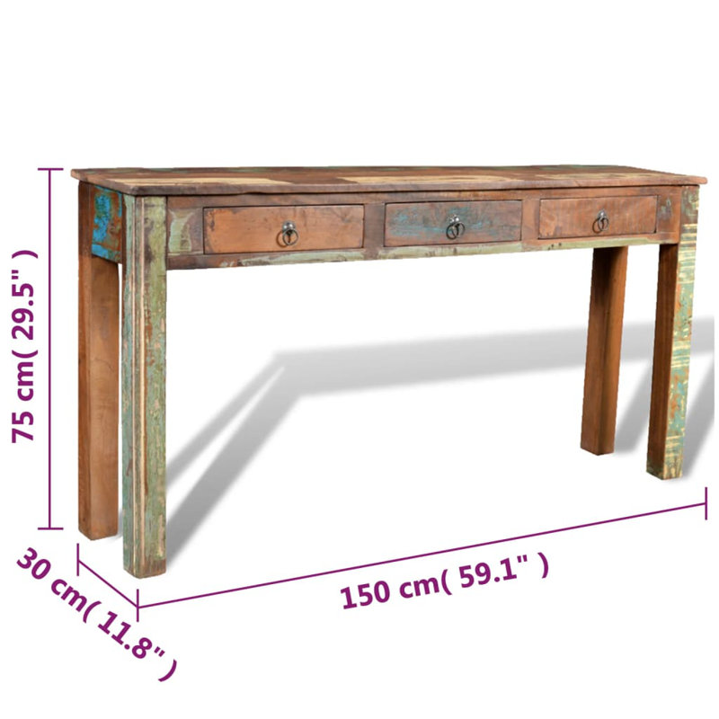 Console Table with 3 Drawers Reclaimed Wood