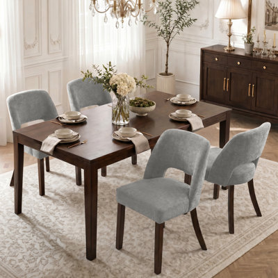 Upholstered Back Side Dining Chair with Solid Wood Legs