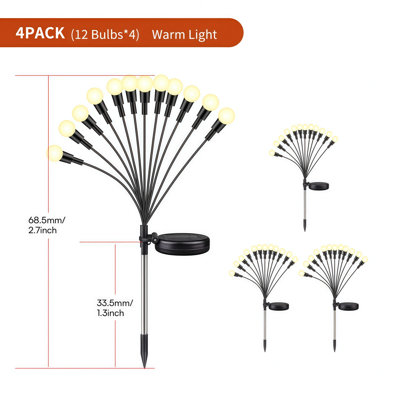 Solar Swaying Firefly Stake Lights, 8 LED Wind Vibrating Garden Lights, Set of 4, Waterproof Solar Powered Landscape Decorative Lights for Yard Patio Lawn Pathway