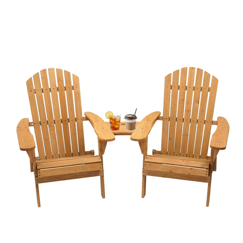 Chaise Adirondack pliante en bois de sapin couleur teck, 2