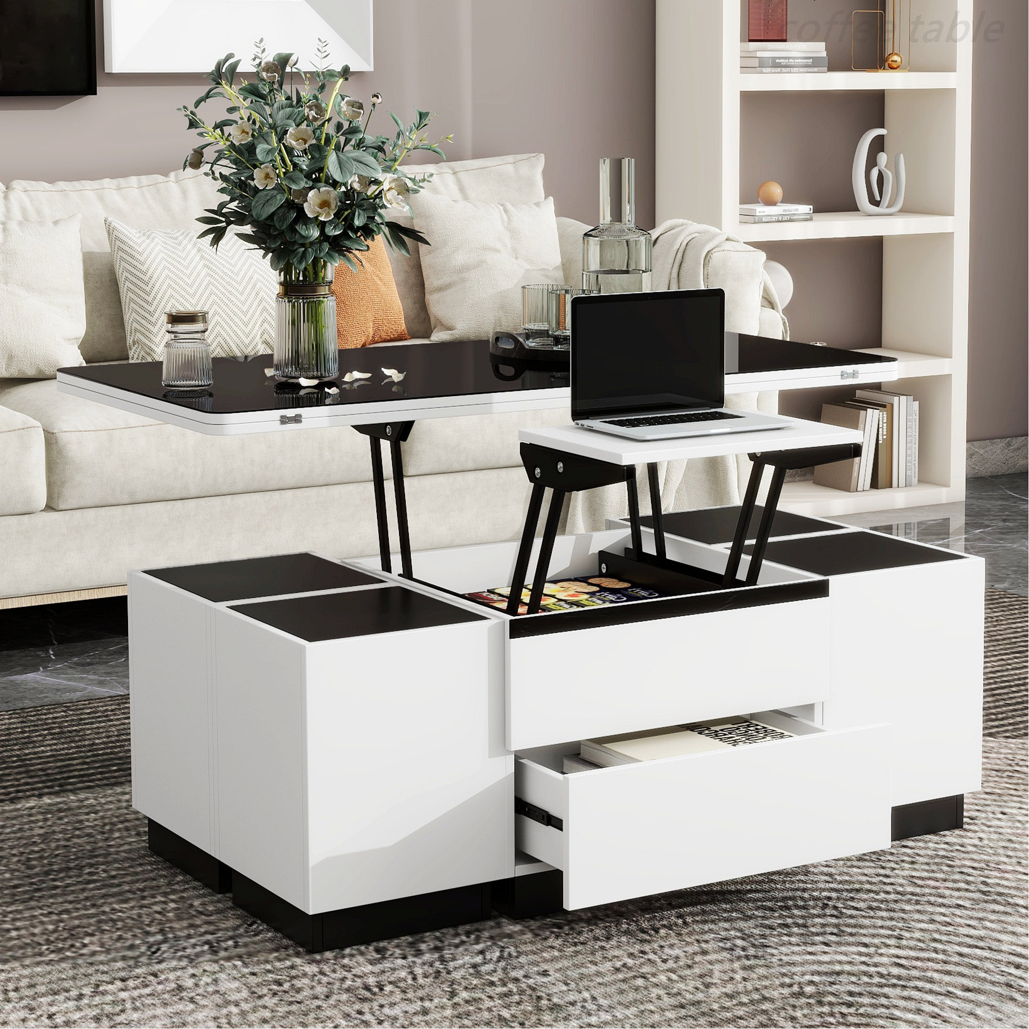 Picture of Latitude Run® Living Room Lift Top Coffee Table with Drawers, Storage ...