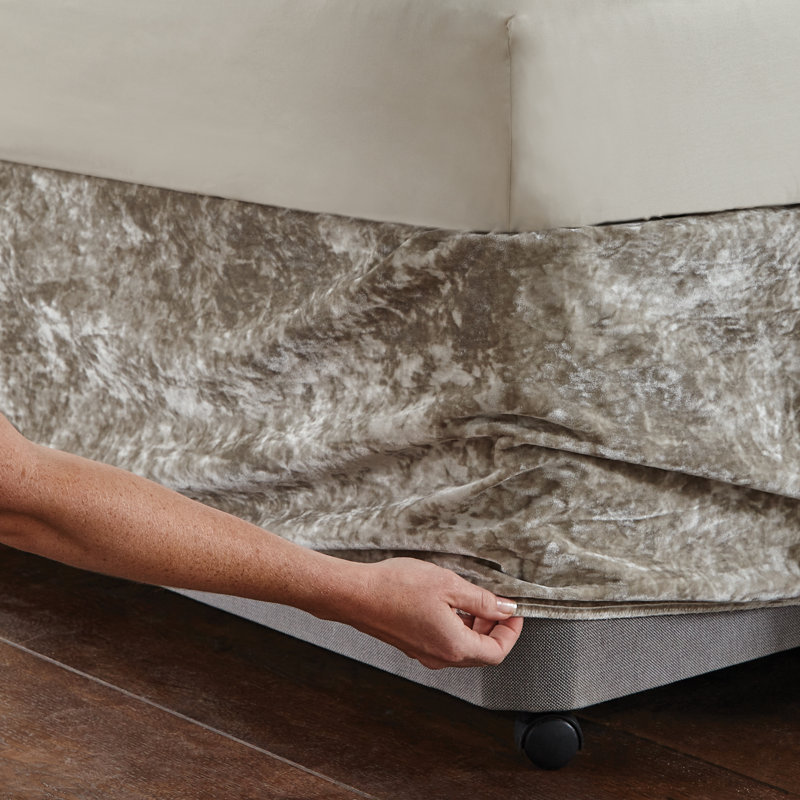 Crushed Velvet Elasticated Divan Base Wrap, Natural, 137cm H x 198cm W