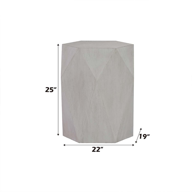 Table de bout Hanniel, finition blanc antique, Blanc antique