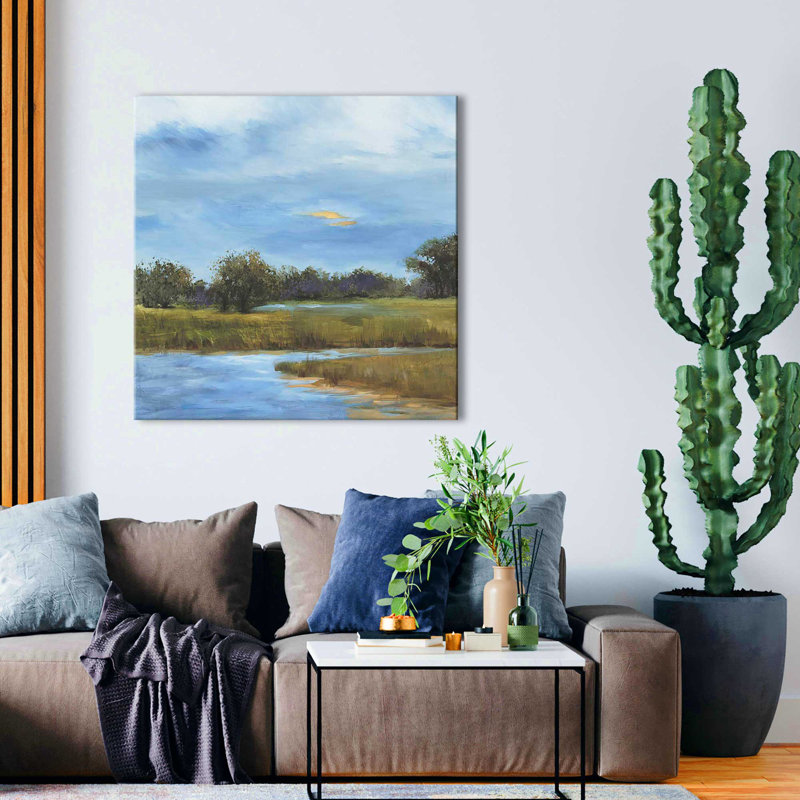 Riverwalk I par Liz Jardine - Peinture, Toile tendue, H 18 po x l 18 po x P 1 po