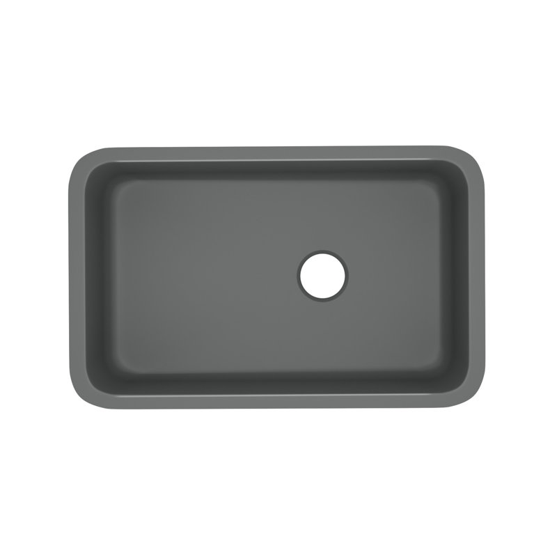 Allia 32" Fireclay Single Bowl Undermount Kitchen Sink, Satin Gray