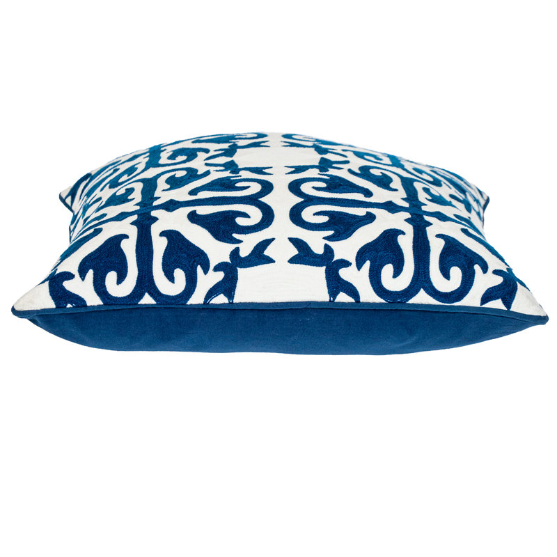Parkland Collection Transitional Geometric Blue 20" x 20" Pillow, Blue