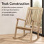 Chaise berçante d'extérieur en teck avec haut dossier