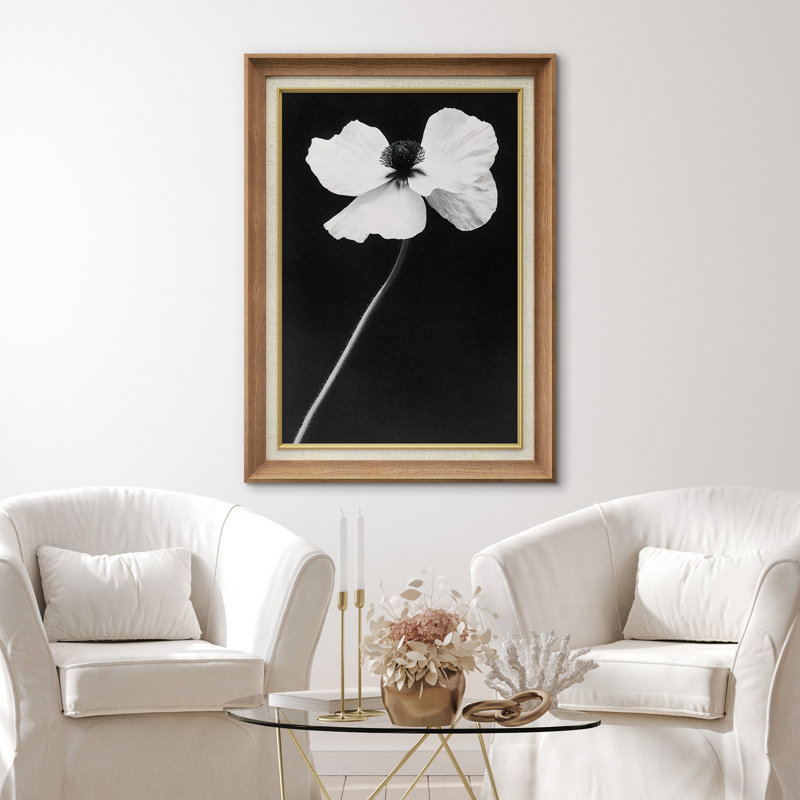Œuvre encadrée de qualité supérieure - imprimé floral rétro pour décoration de salon - 26 po x 36 po, Naturel