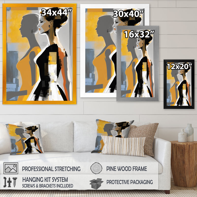 Silhouette de femme gracieuse I sur toile, H 32 po x l 16 po x P 1 po, Cadre photo noir