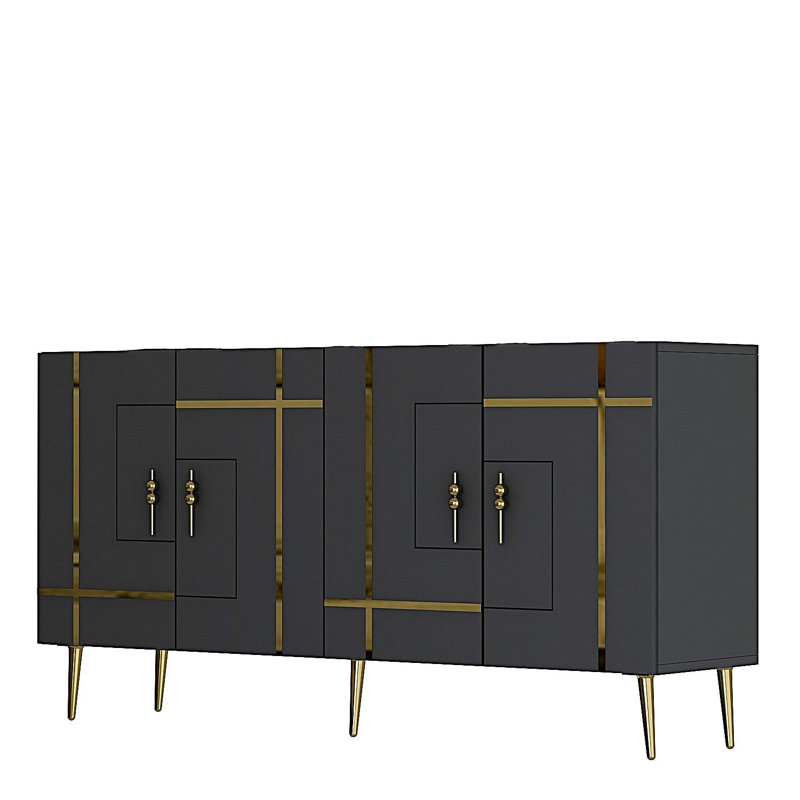Olivia 150cm Console Table, Grey/Gold