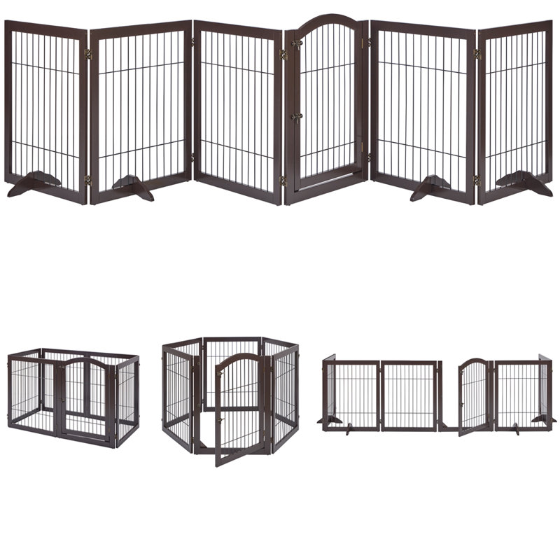 Serra Wire Pet Free Standing Gate with Two Pairs of Support Feet, Espresso