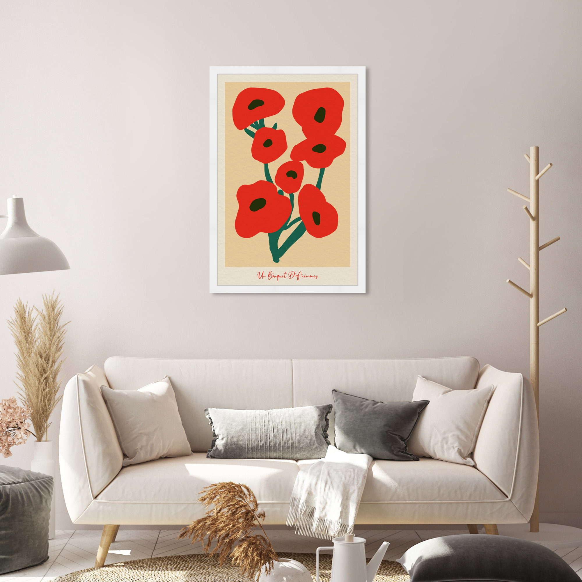 Modern Red Flower Bouquet by Oliver Gal, White, 32" H x 22" W