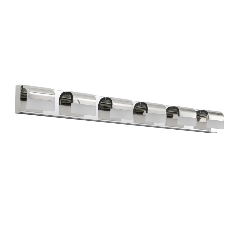 Luminaire de salle de bain moderne à DEL en chrome à 6 lumières - Miroir en fer résistant à l'humidité pour décor de salle d'eau et de douche