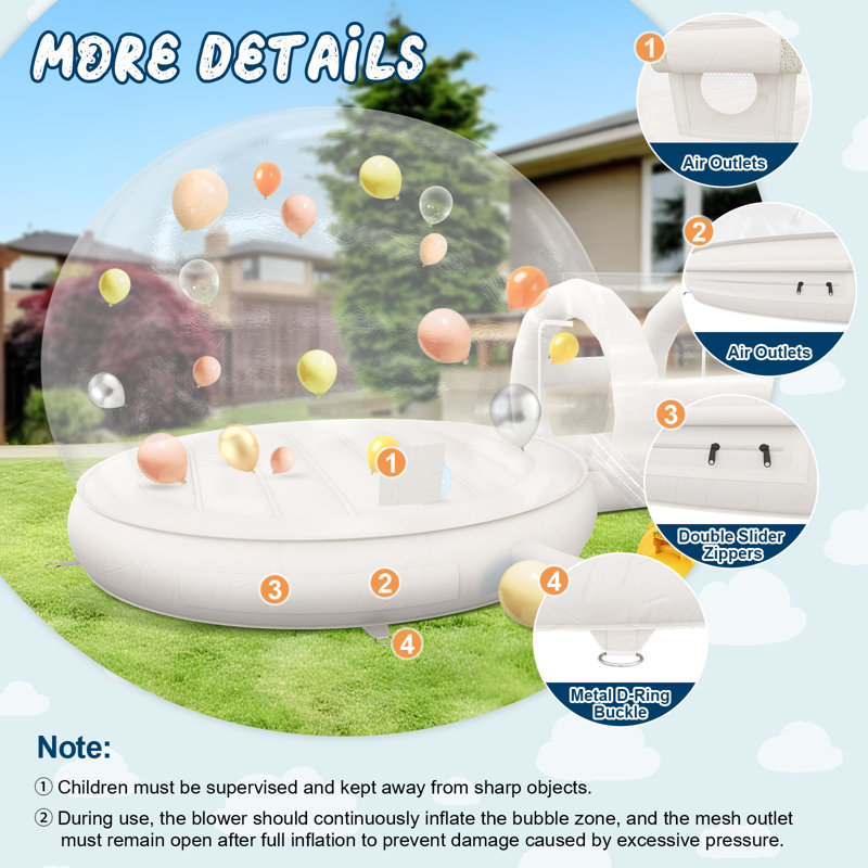 IBH StyleLine Series 13FT PVC Bubble House with Tunnel & Balloons, Includes 750W & 550W Blowers – Inflatable Dome for Party, Commercial Use, Wedding
