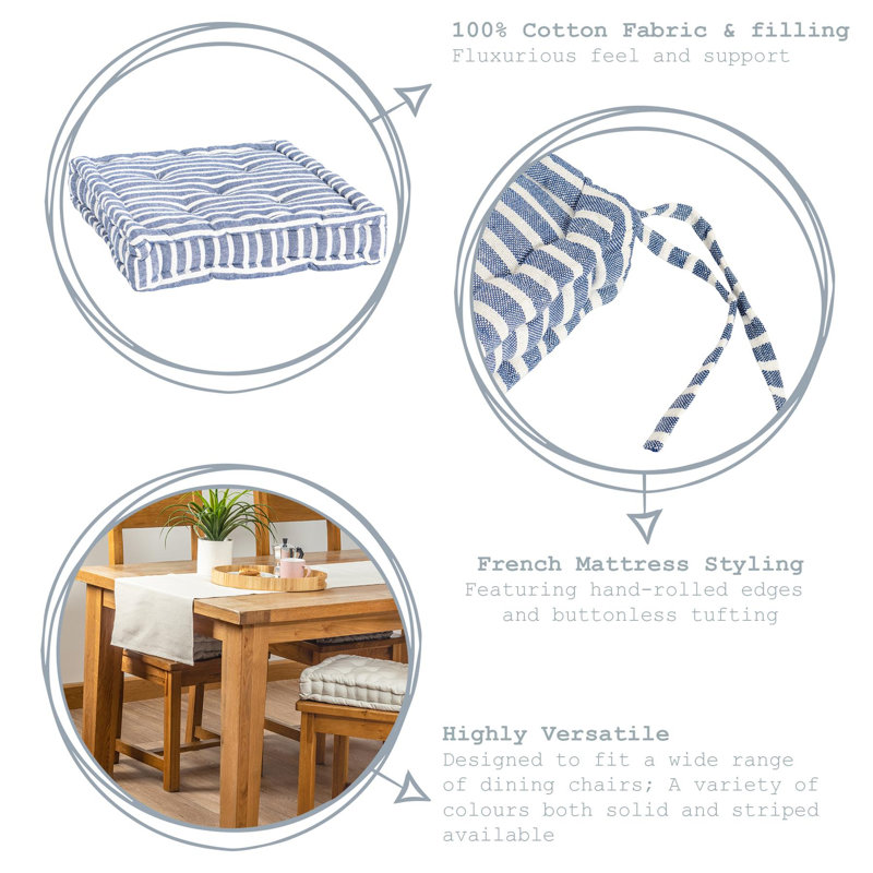 Nicola Spring - French Mattress Seat Cushions - 40cm, Blue