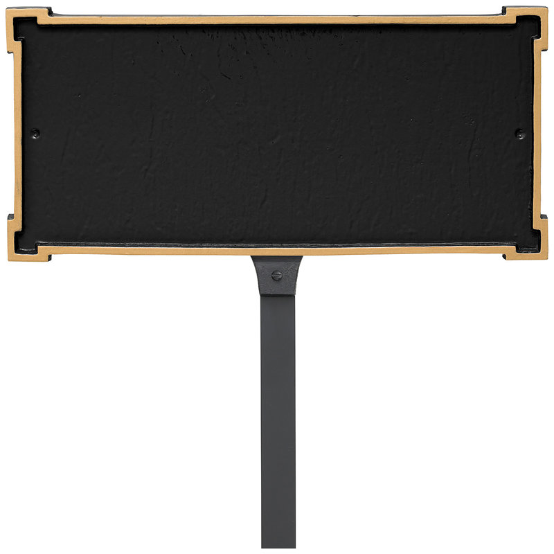 Plaque d'adresse sur 2 lignes pour pelouse, Noir / or, Oui