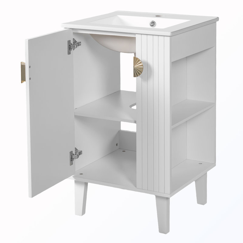 Meuble-lavabo autoportant avec tablettes, Noir