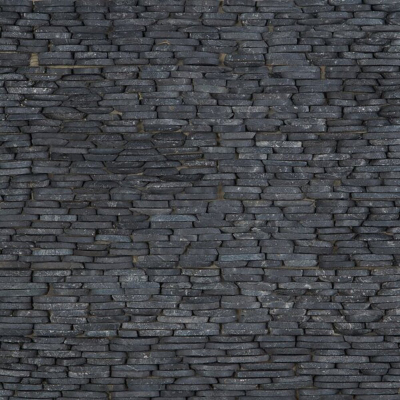 Nature Stacked Lovina Pebble Mosaic Tile, Black