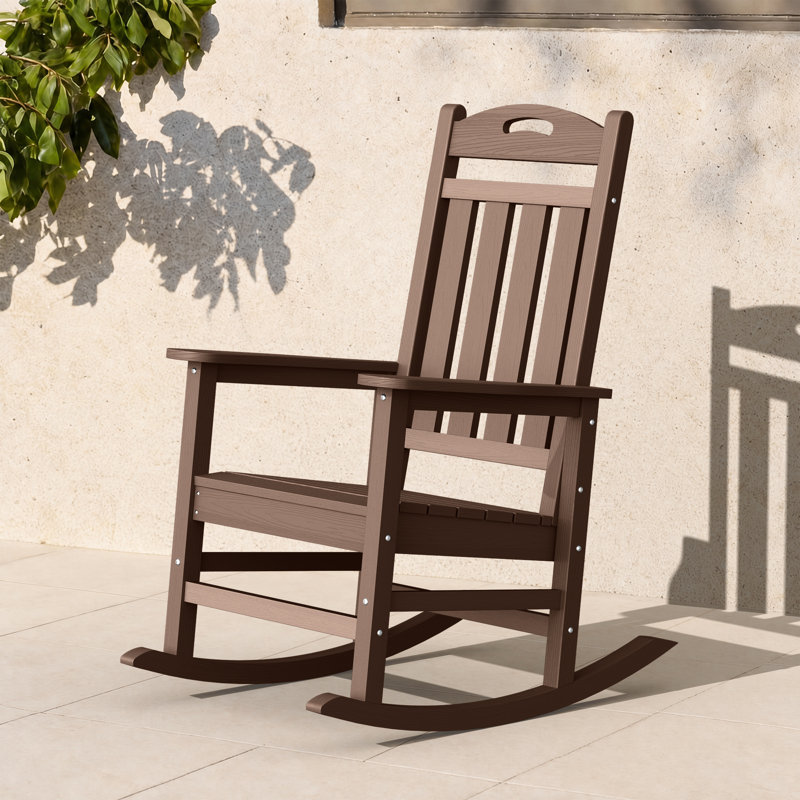 Chaise berçante d'extérieur en PEHD, Brun