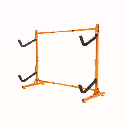 Freestanding Kayak Storage Rack, Kayak Stand For 2 Kayak Canoe Paddleboard, Heavy-Duty Steel Kayak Hanger Holder With Padded Arms And Adjustable Width, 175LBS Max Load, For Indoor Outdoor Garage