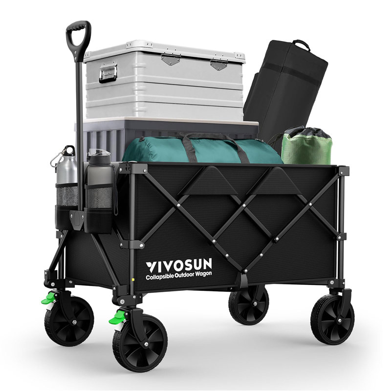 Collapsible Folding Wagon with 350 lb Capacity, Black