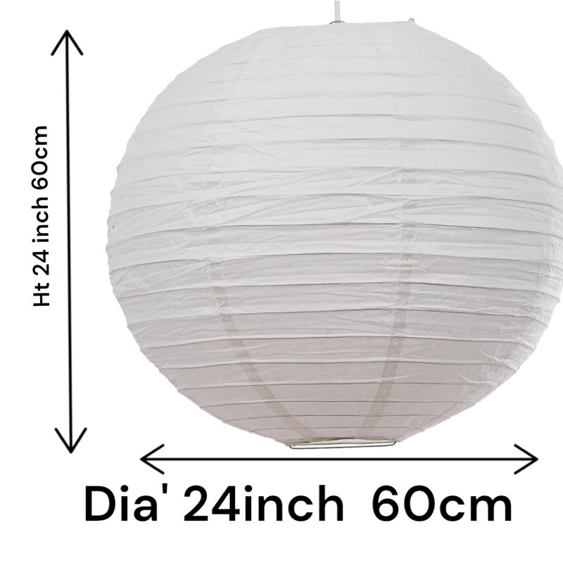 Paper Round Pendant Shade ( Clip On ) in White, 60cm H x 60cm W x 60cm D