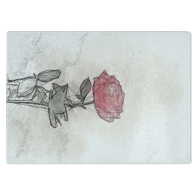 Tempered Glass Climbing Rose Chopping Board, 39 cm W x 28.5 cm L