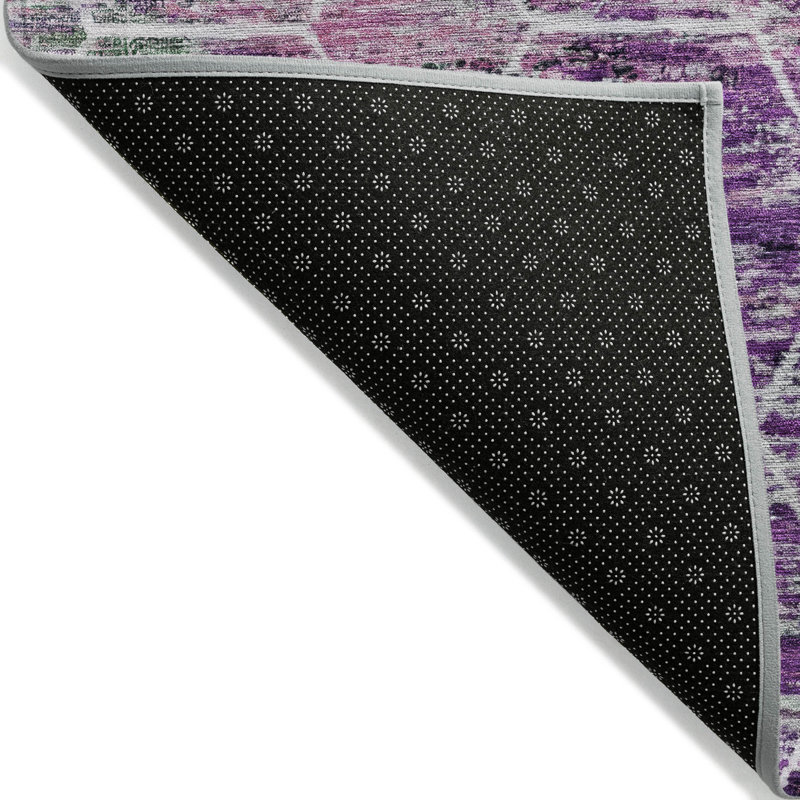 Tapis mauve lavable à la machine intérieur / extérieur Xhevrie, Rectangle 10 pi x 14 pi