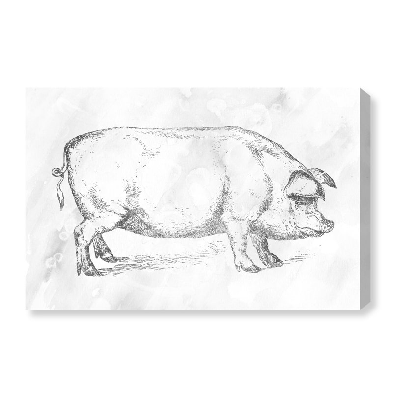 «Pig in Silver», reproduction d'art graphique sur toile tendue, H 10 po x l 15 po x P 1,5 po