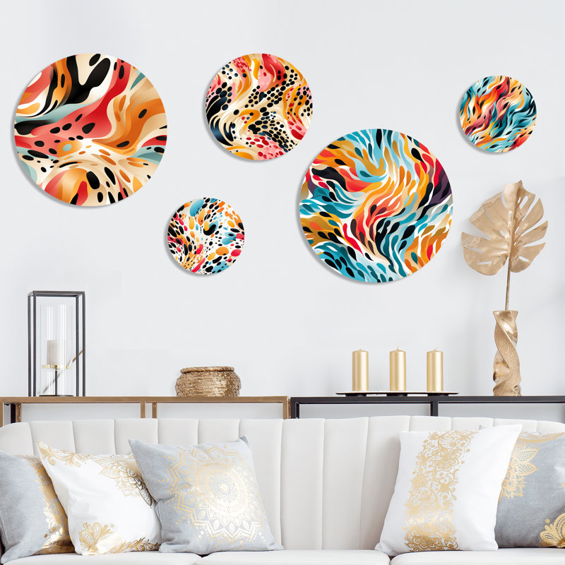 Cortne - ensemble d'art mural moderne géométrique rond de 5