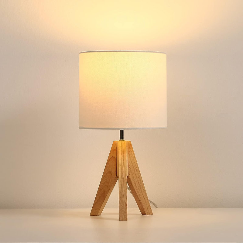 David-James Solid Wood Tripod Table lamp, White