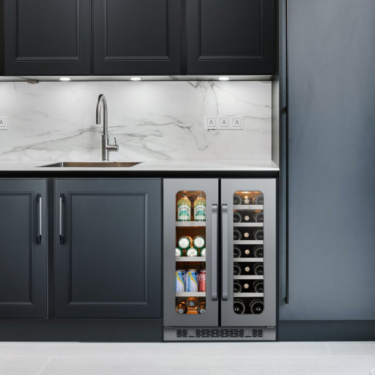 Whynter BSR-6020FDS 24 inch Built-ln Wine Fridge 20 Bottles & 60 Cans Undercounter Stainless Steel Wine Refrigerator with Digital Control, Lock, and Carbon Filter