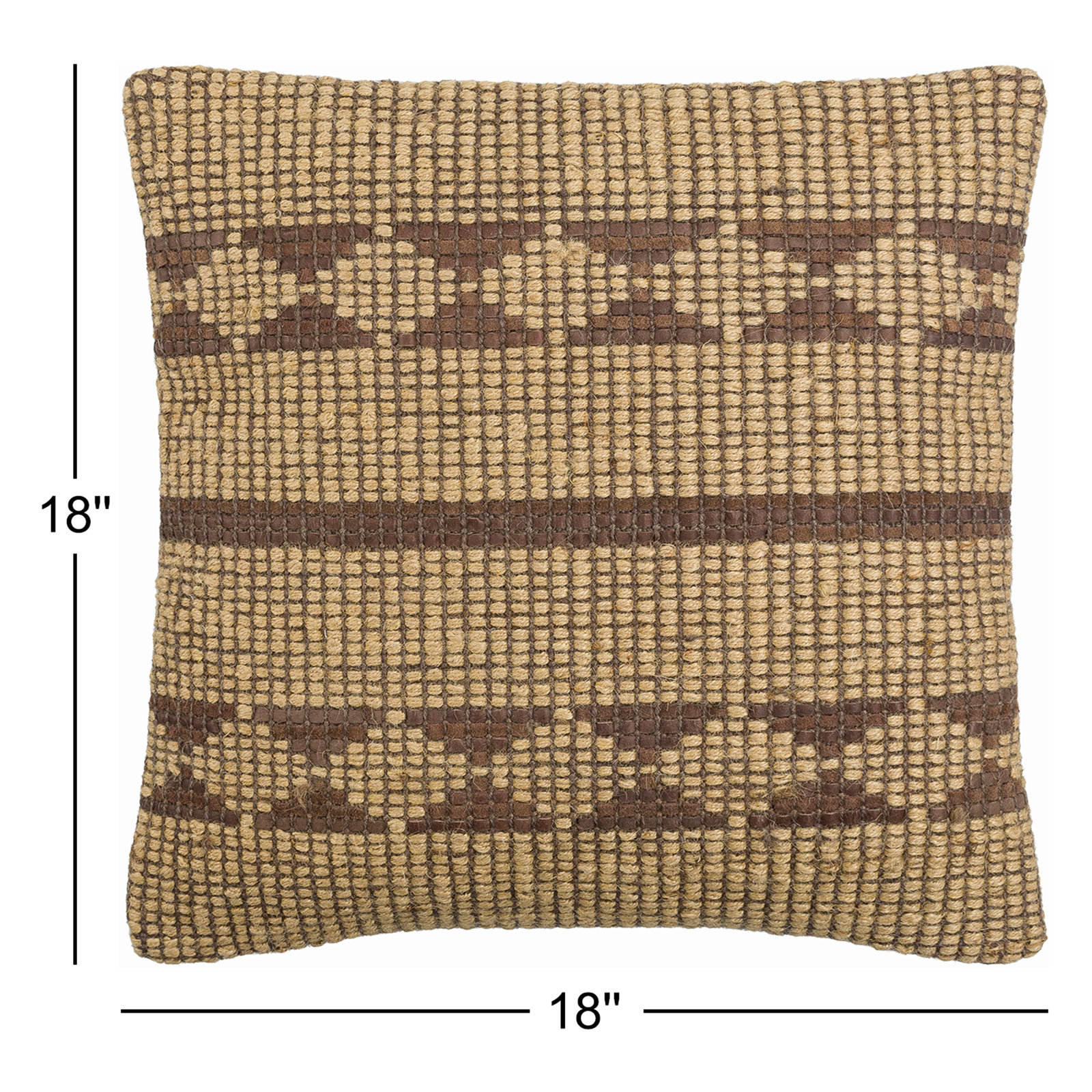 Twareg Geometric Jute / Sisal Throw Pillow, 18"H x 18"W, Down Blend