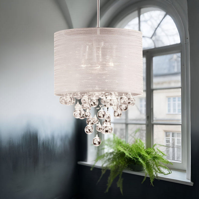 3-light Modern Distinctive Drum Chandelier With Crystal Accents