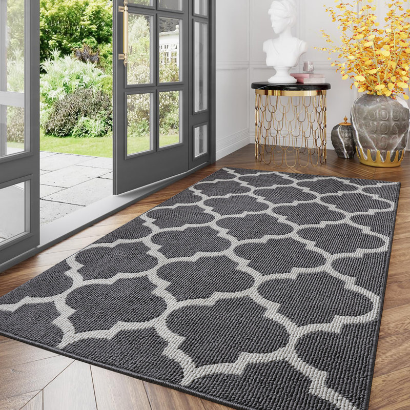Premium Indoor Outdoor, Non-Slip Absorbent, Resist Dirt, Machine Washable, Entry Decor Rug, Grey, 88.9cm W x 149.9cm L