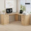 Bureau de coin cannelé de 152 cm (60 po) avec tiroirs de rangement et classeur - Couleur bois naturel-1596883491