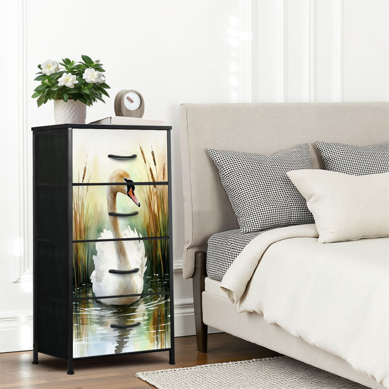 4 Drawer Dresser for Bedroom, Narrow Chest of Drawers, Wooden Top and Study Iron Frame 18"x37.5"-(WxH)